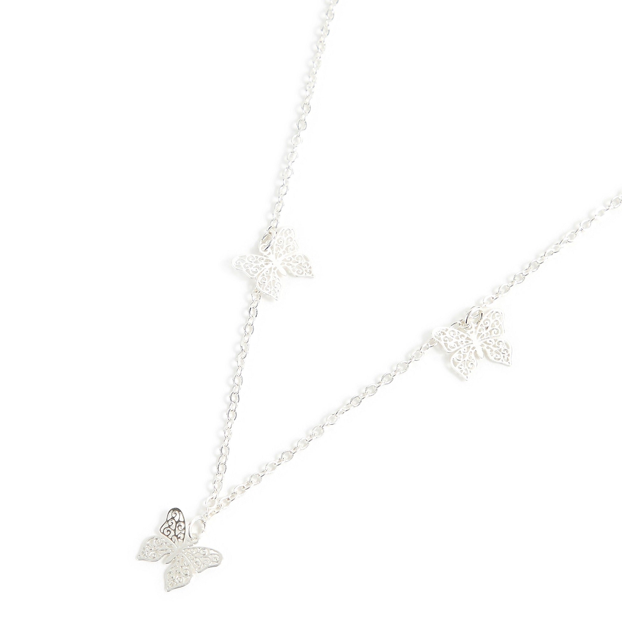 Accessorize London Women's Silver Butterfly Charms Necklace