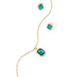 Accessorize London Women'S Gold & Green Emerald Pendant And Earring Set