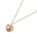 Accessorize London Women's Gold Romantic Ramble Rose Print Heart Pendant Necklace