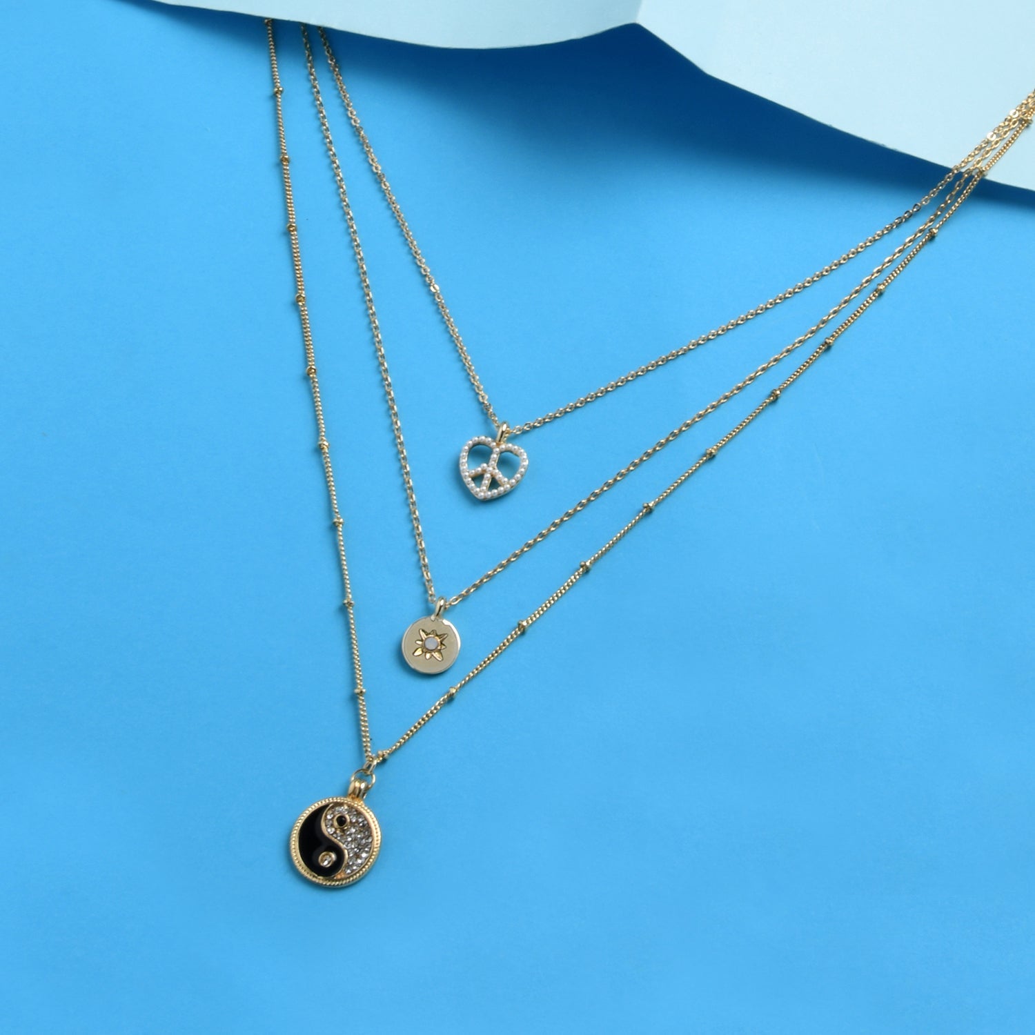 Accessorize London Women'S Set Of 3 Peace Multi Row Pendant Necklace