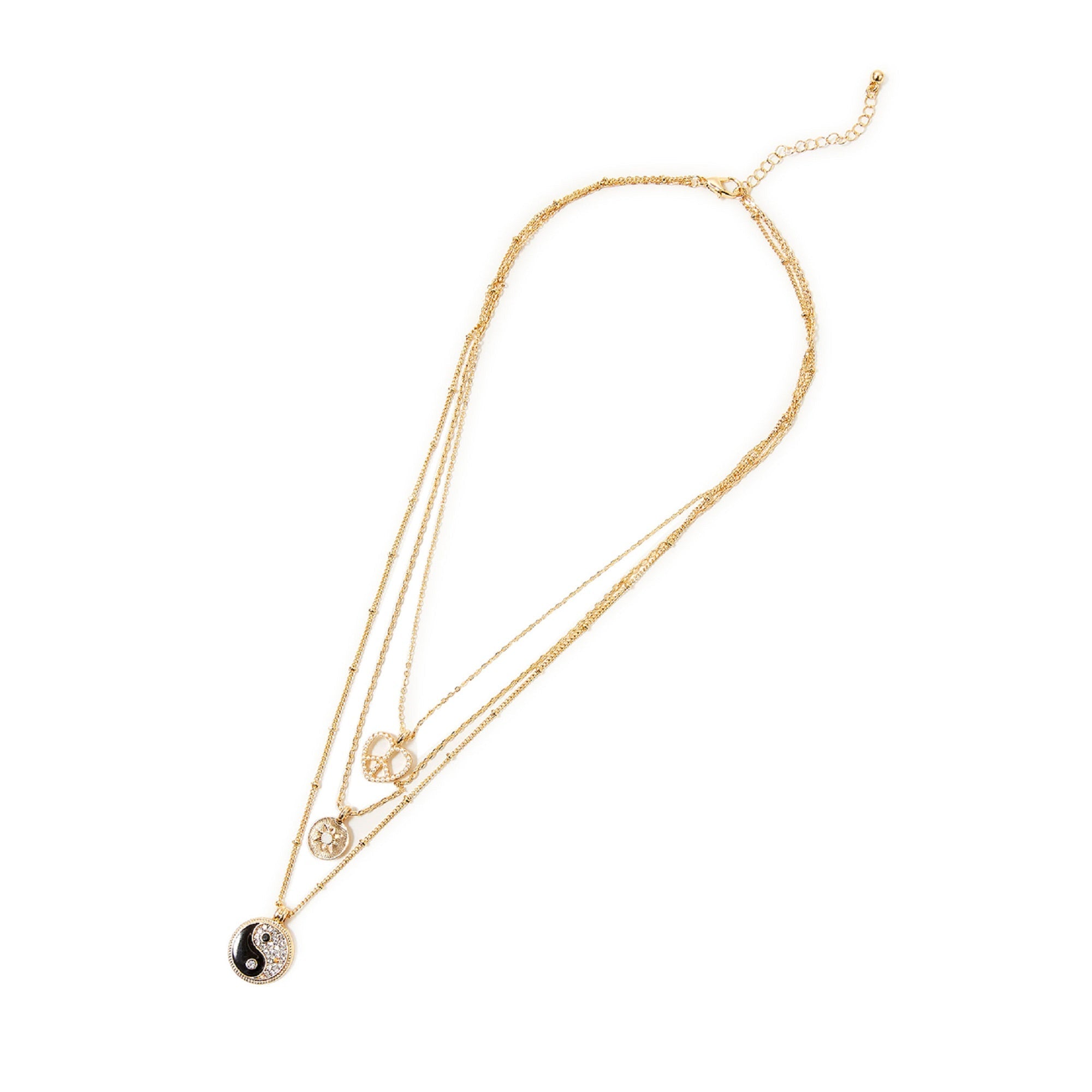 Accessorize London Women'S Set Of 3 Peace Multi Row Pendant Necklace