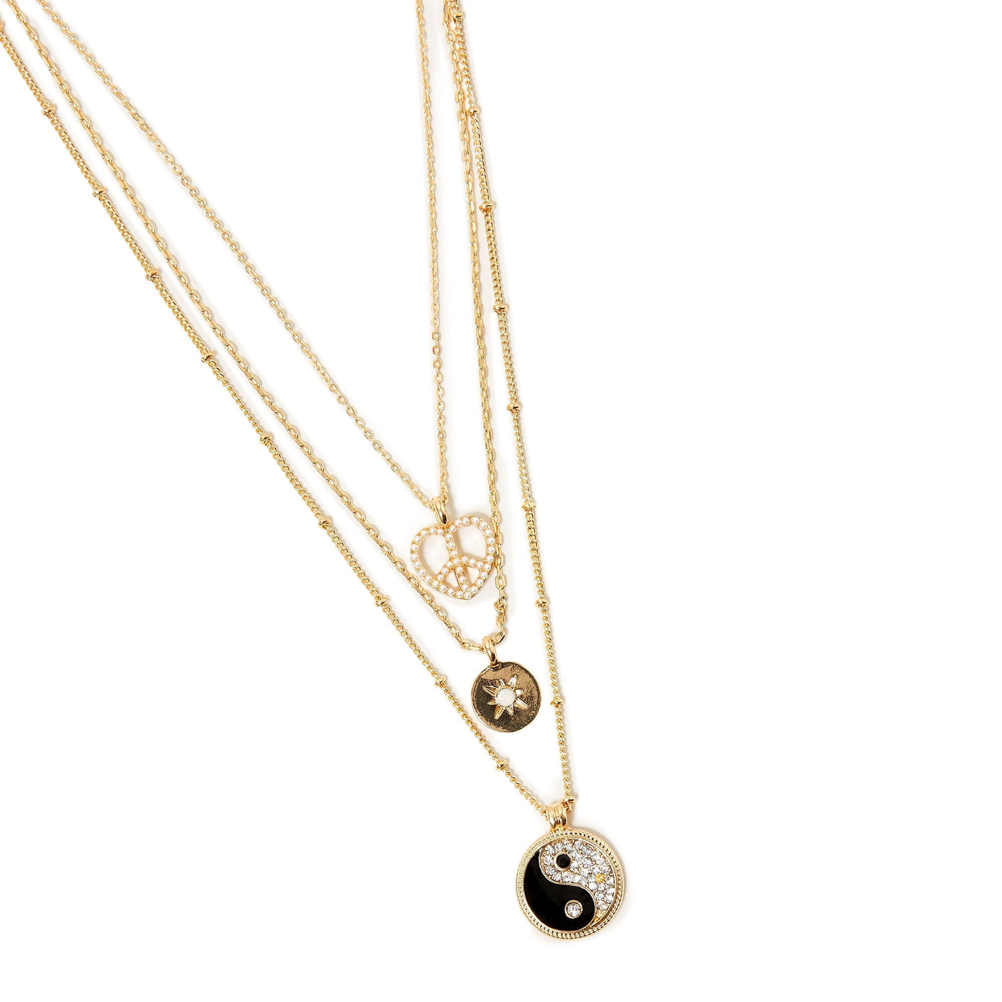 Accessorize London Women'S Set Of 3 Peace Multi Row Pendant Necklace