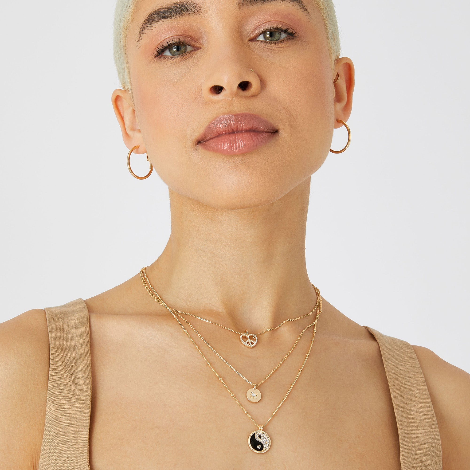 Accessorize London Women'S Set Of 3 Peace Multi Row Pendant Necklace