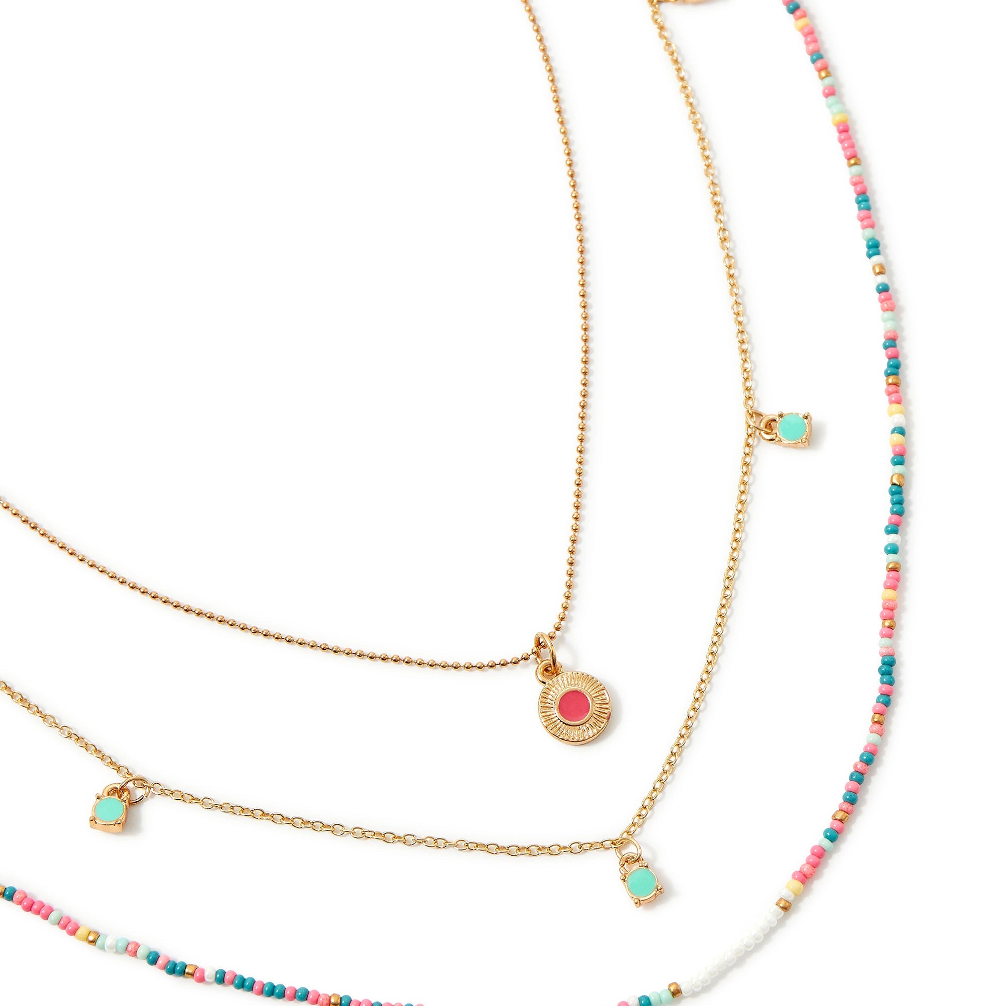Accessorize London Women'S Seascape Set Of 3 Seedbead And Charms Layered Necklace