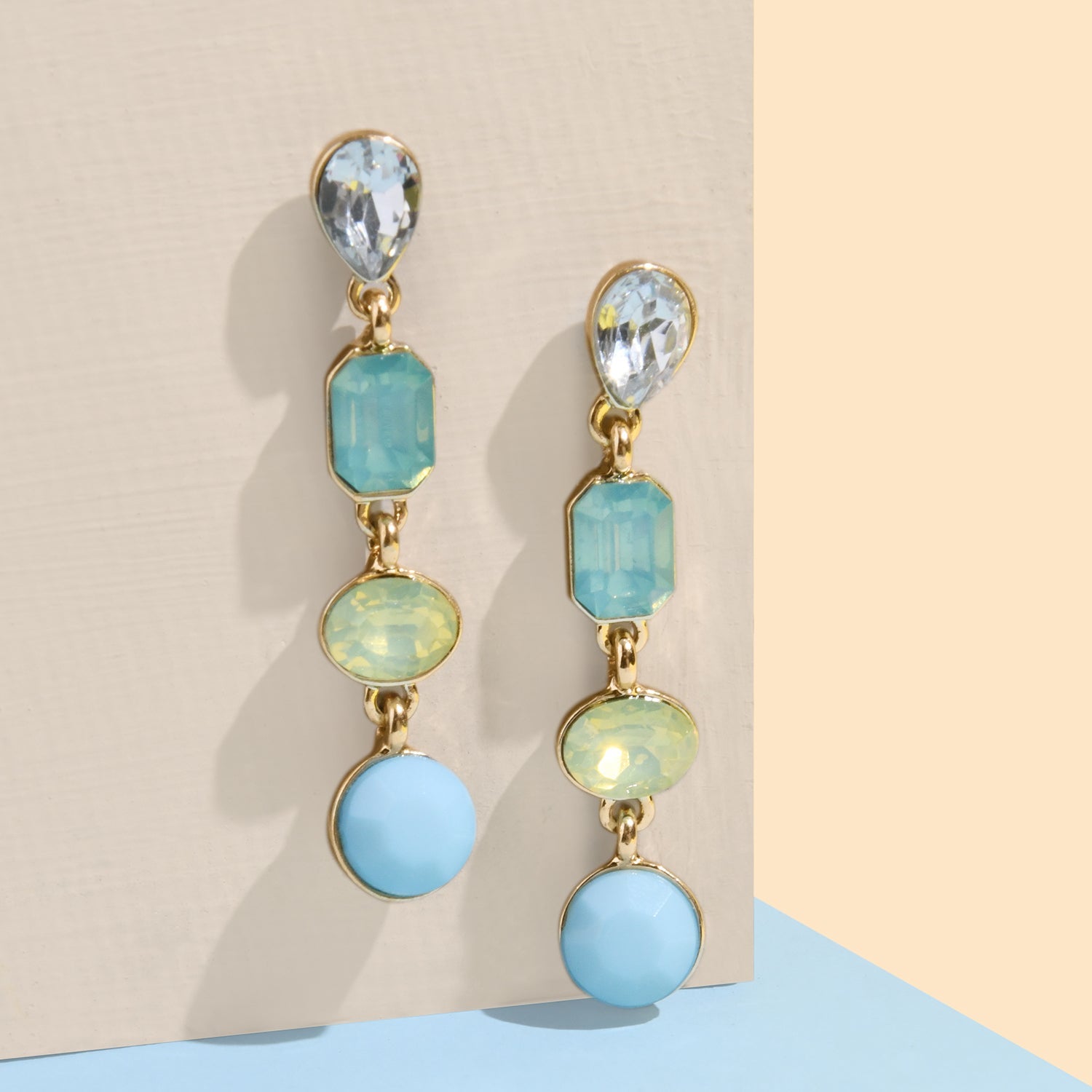 Accessorize London Women'S Blue & Green Eclectic Stones Long Drop Earring
