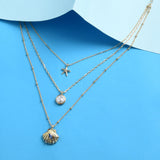 Accessorize London Women'S Gold Set Of 3 Gems Shell Pendants Necklace