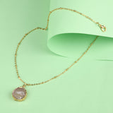 Accessorize London Women's Pink Small Stone Slice Stone Pendant Necklace