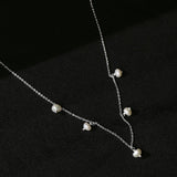 925 Pure Sterling Silver Pearl Station Necklace For Women