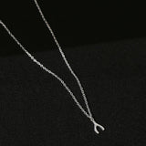 925 Pure Sterling Silver Wishbone Pendant Necklace For Women