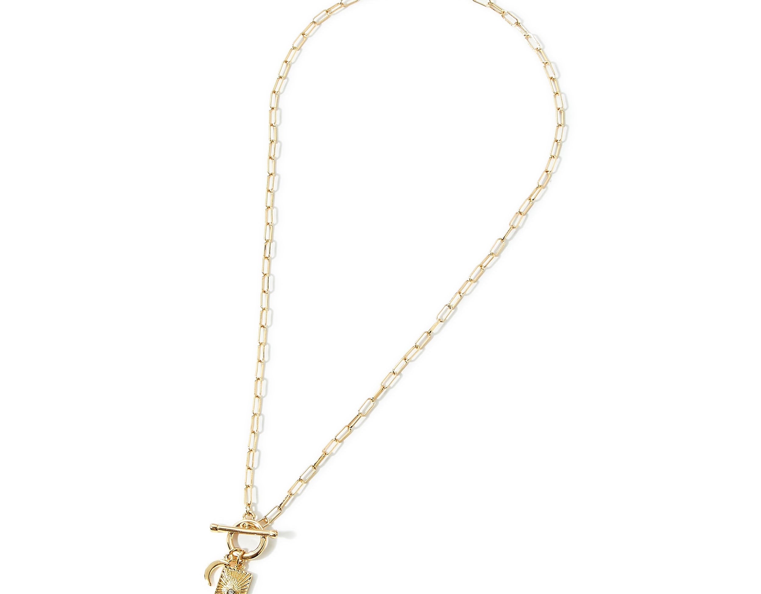 Real Gold Plated Charmy Celestial T Bar Necklace For Women By Accessorize London