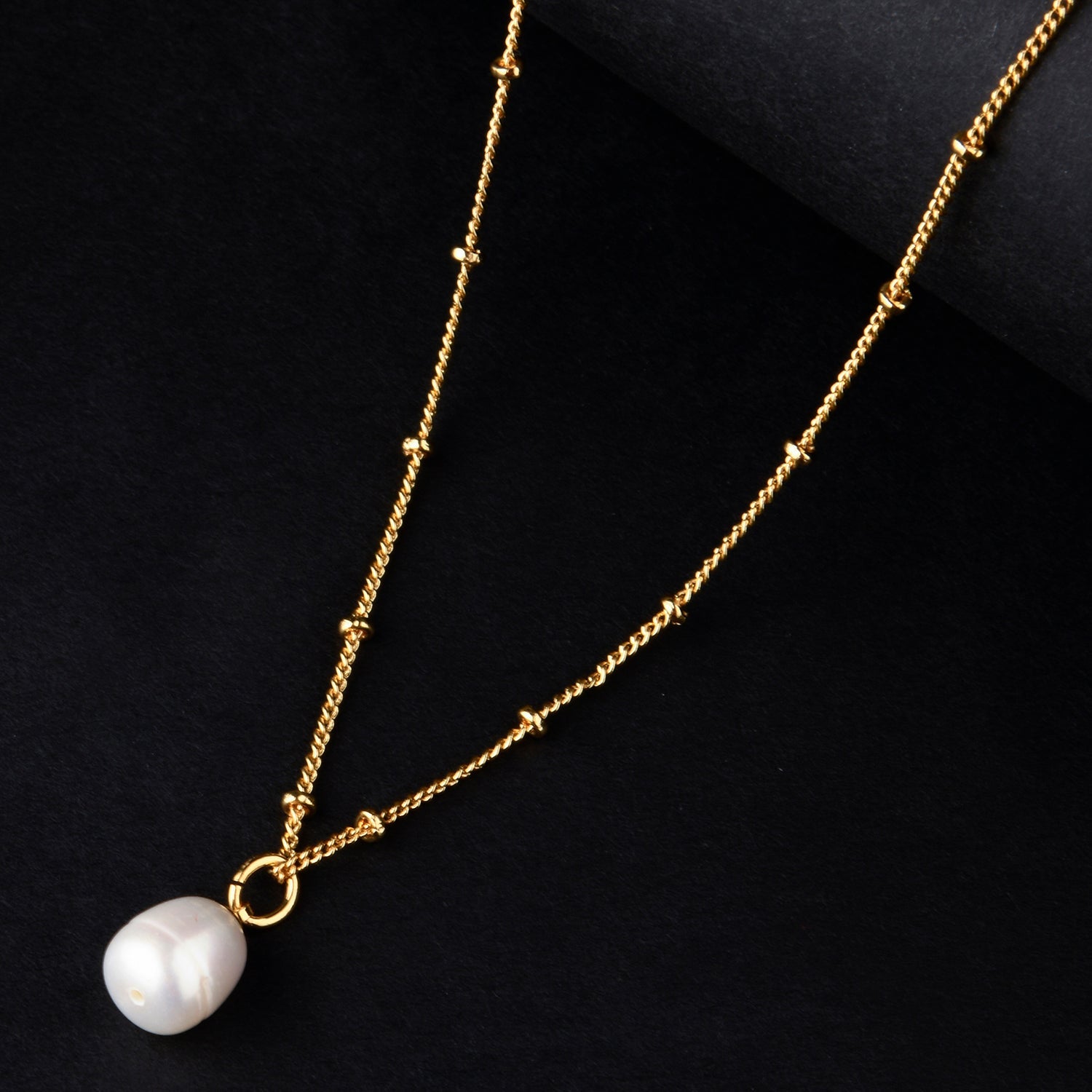 Real Gold Plated Simple Pearl Pendant Necklace For Women By Accessorize London