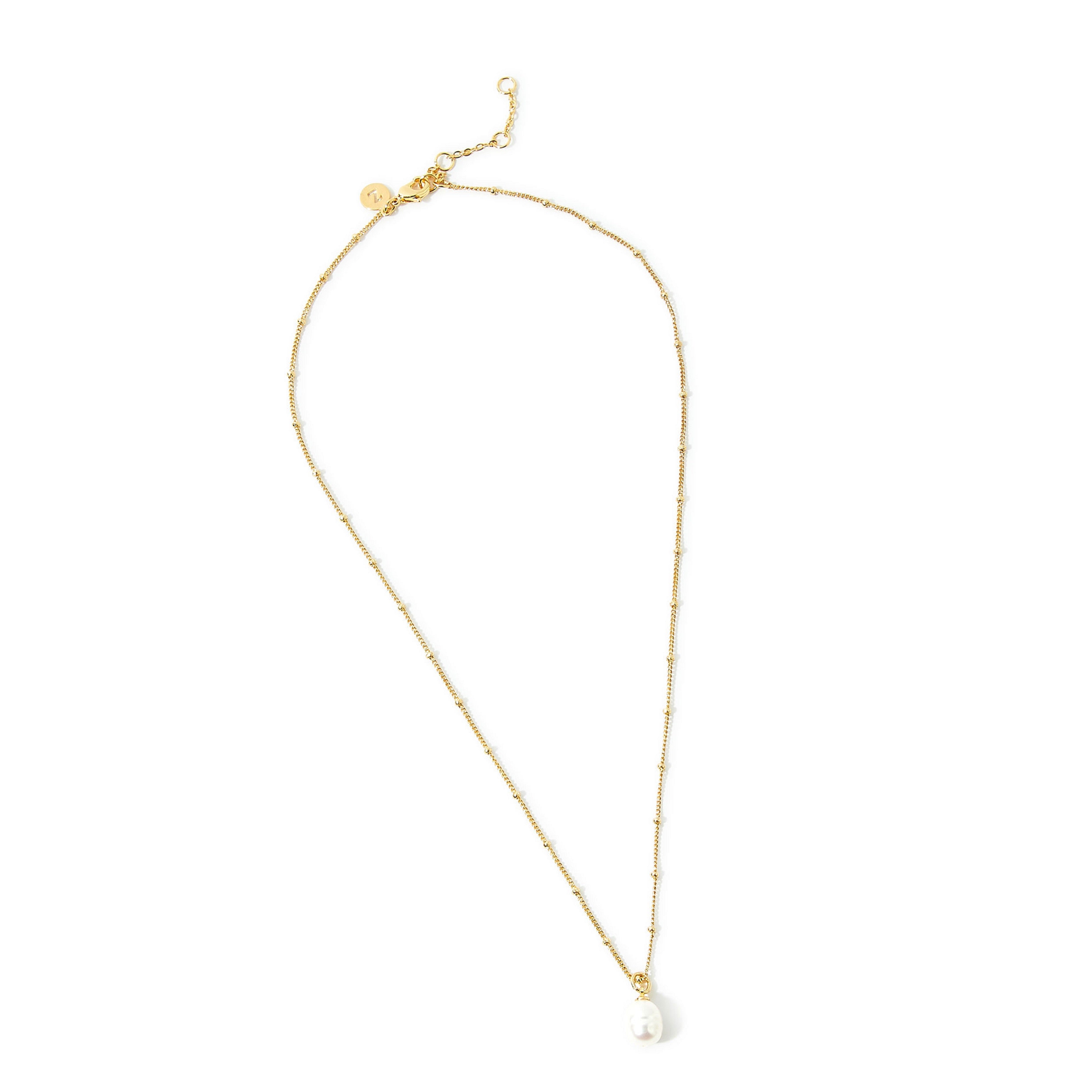 Real Gold Plated Simple Pearl Pendant Necklace For Women By Accessorize London