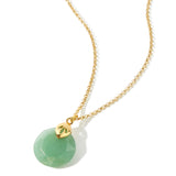 Real Gold Plated Circle Healing Stone Pendant Necklace Aventurine For Women By Accessorize London