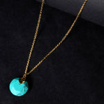 Real Gold Plated Circle Healing Stone Pendant Necklace Turq For Women