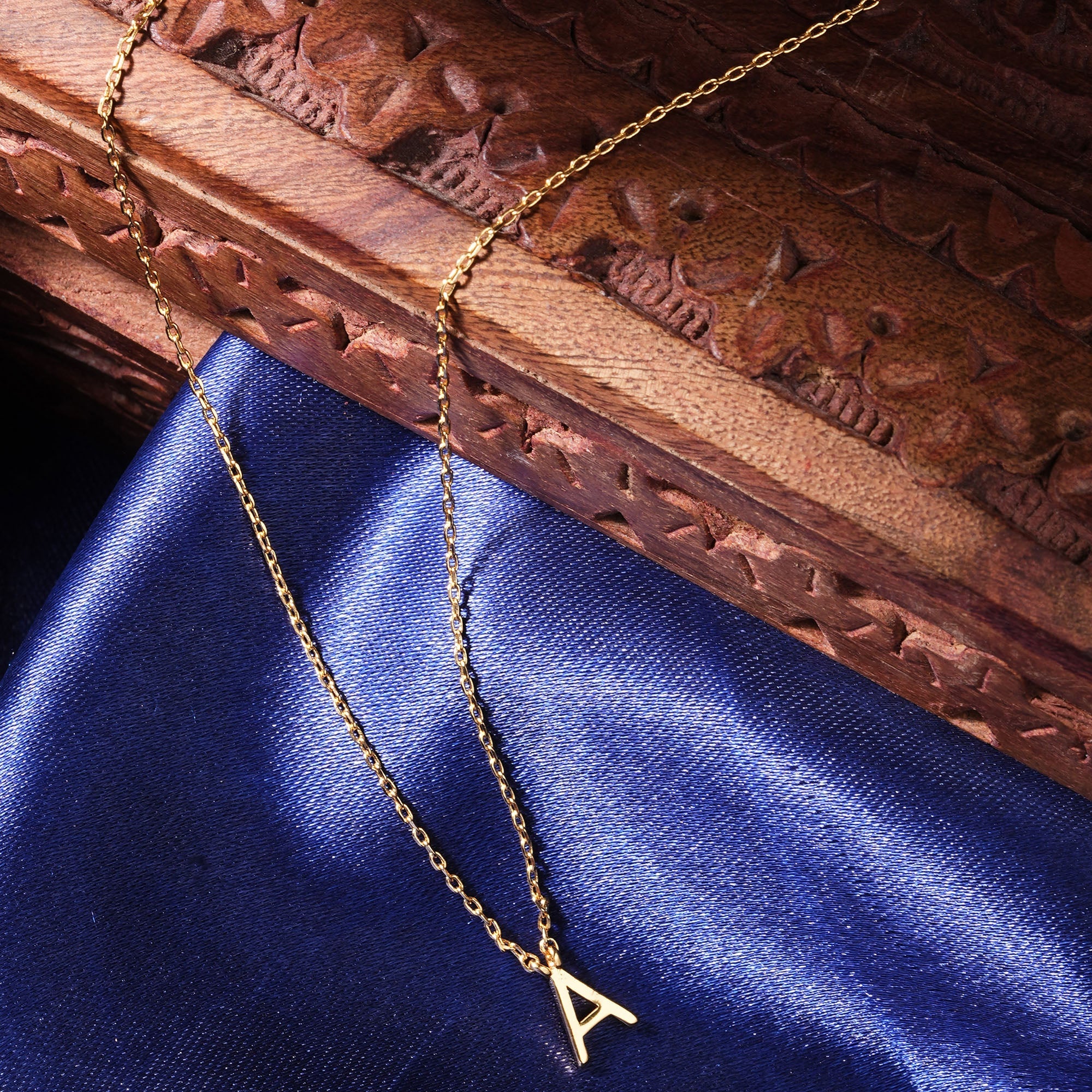 Real Gold Plated Gold Z Linked Initial "A" Pendant Necklace