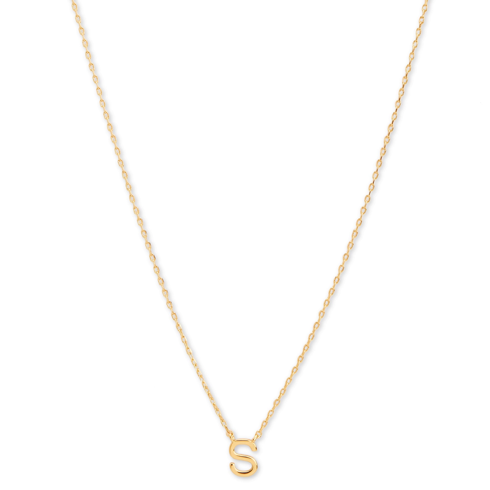 Real Gold Plated Gold Z Linked Initial "S" Pendant Necklace