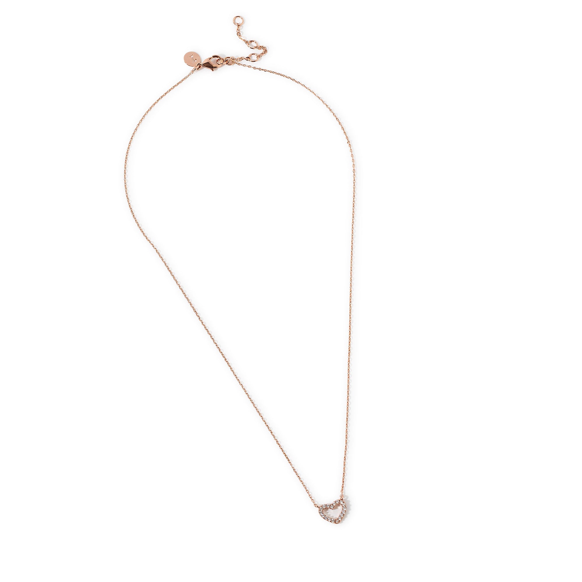 Real Gold Plated Rose Gold Sparkle Heart Pendant Necklace