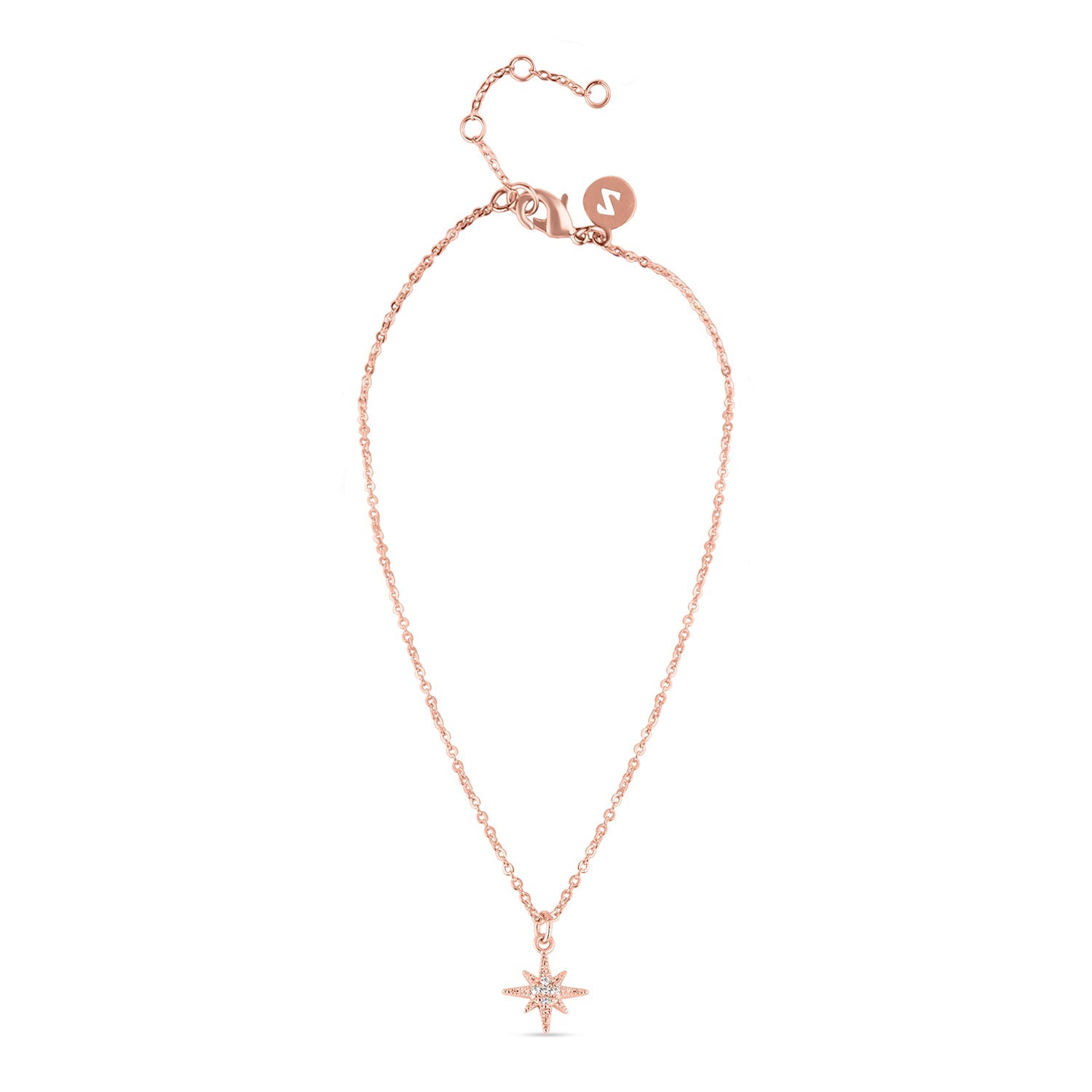 Real Gold Plated Rose gold Sparkle Star Pendant Necklace For Women By Accessorize London