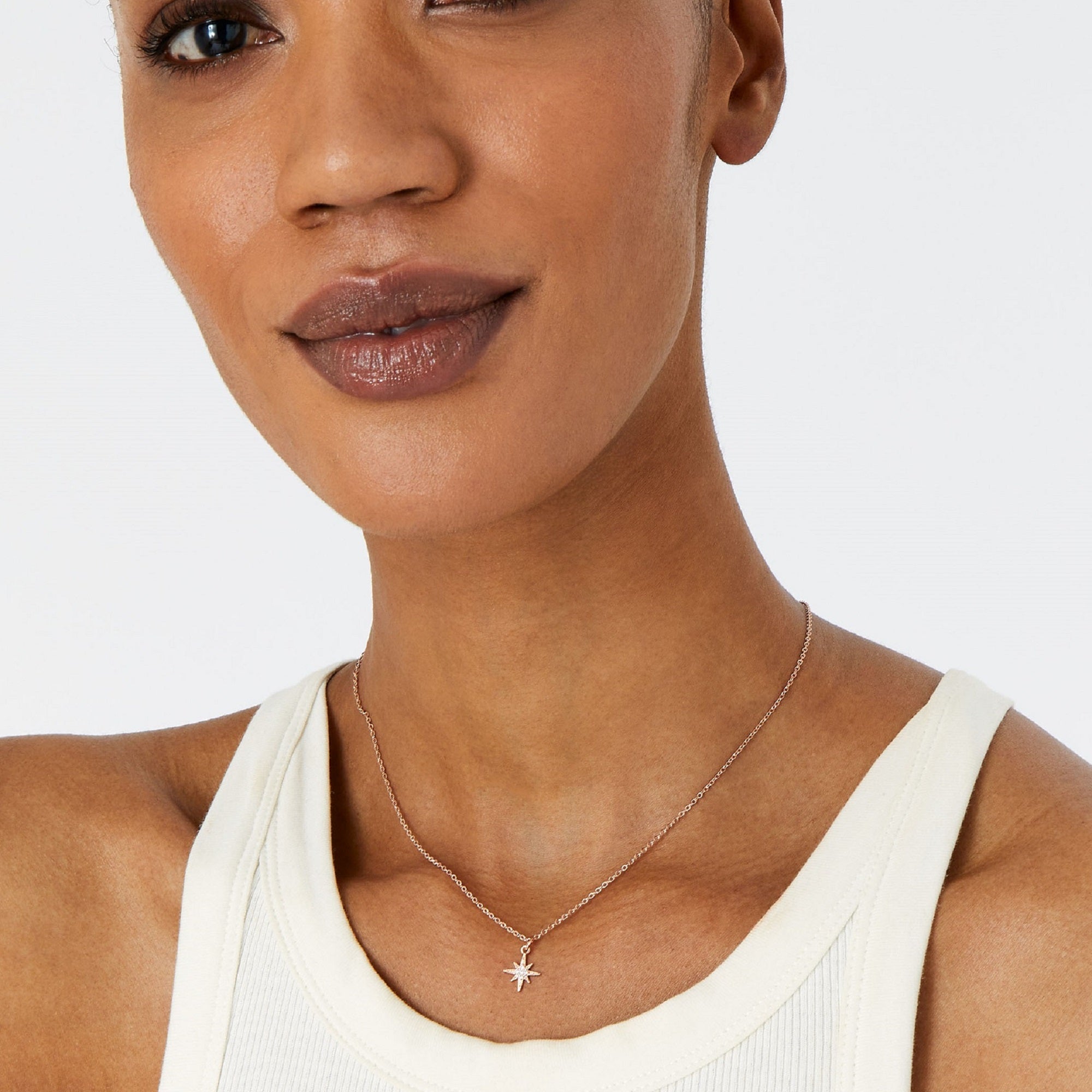 Real Gold Plated Rose gold Sparkle Star Pendant Necklace For Women By Accessorize London