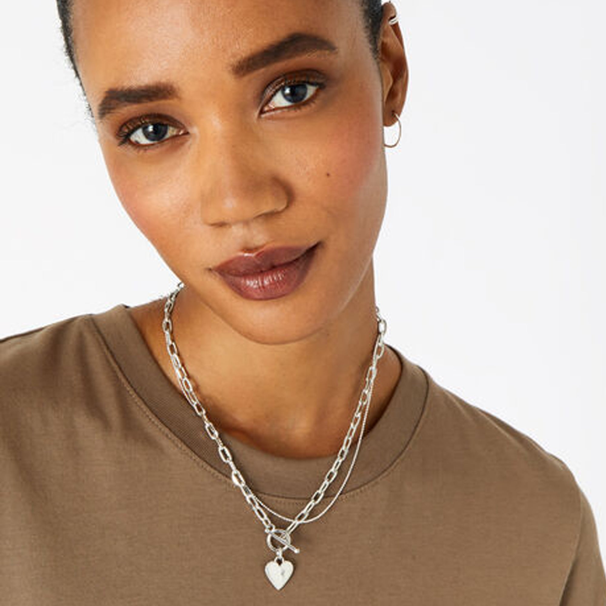 Platinum Plated Heart Chunky Collar Necklace For Women By Accessorize London