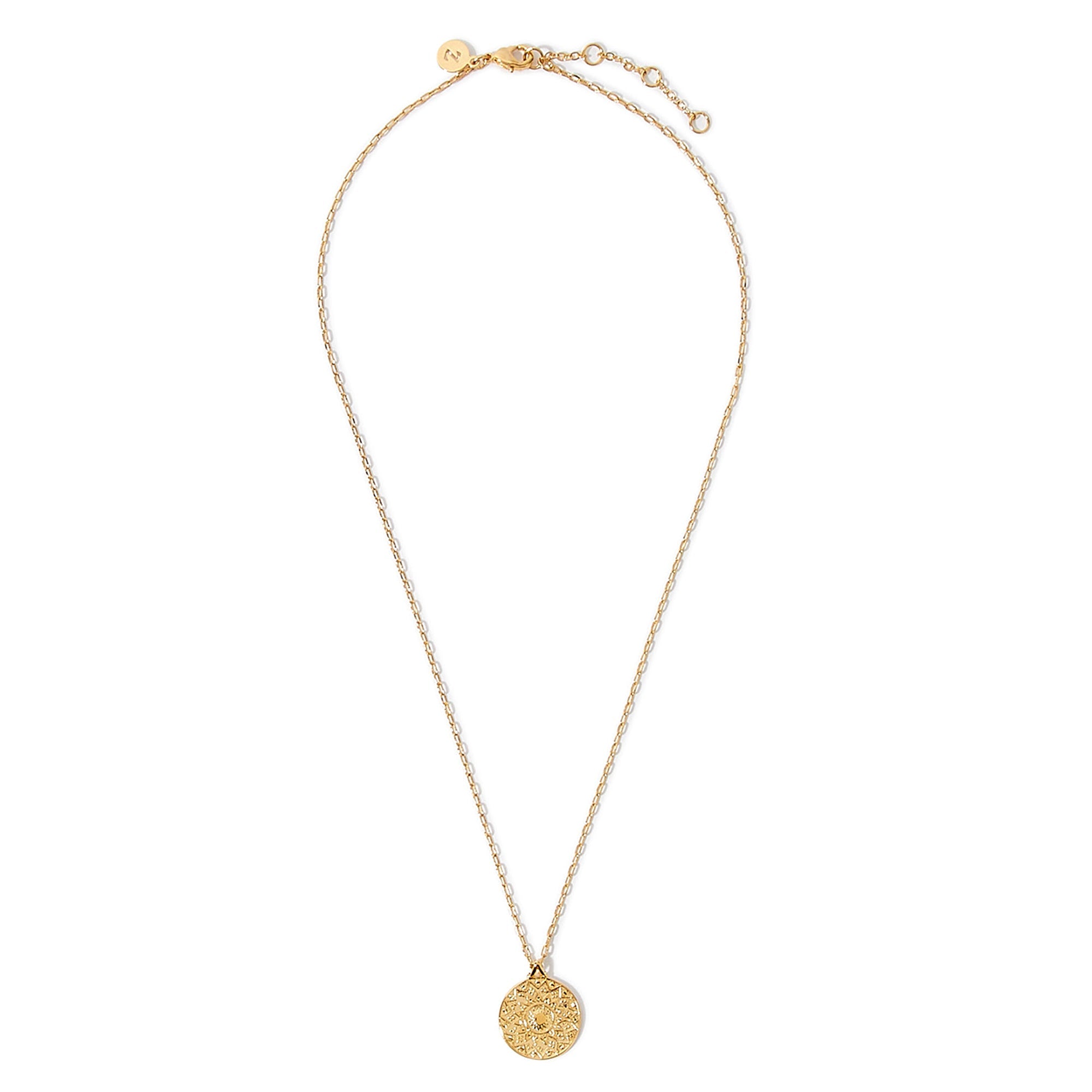 Real Gold Plated Aztec Coin Pendant Necklace For Women By Accessorize London