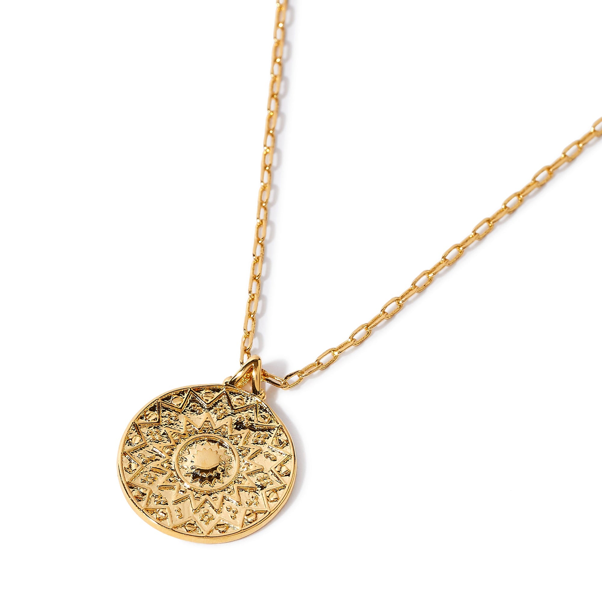 Real Gold Plated Aztec Coin Pendant Necklace For Women By Accessorize London