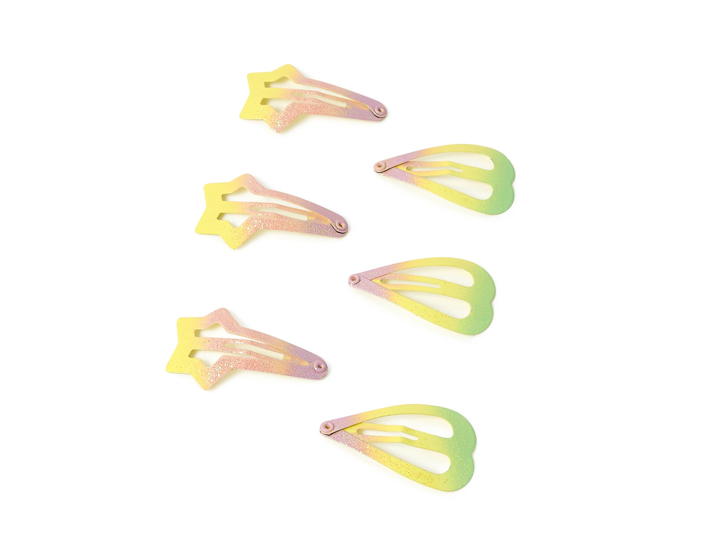 Accessorize Girl Set of 6 Star And Heart Ombre Clic Clacs Hair Clips