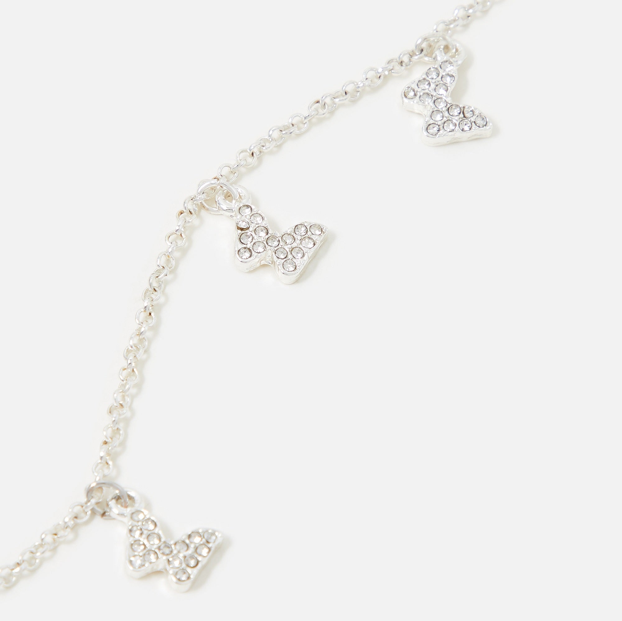 Accessorize London Women's Silver Pave Butterfly Anklet Jewellery