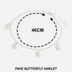 Accessorize London Women's Silver Pave Butterfly Anklet Jewellery