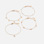 Accessorize London Women's Gold pack of 4 Hearts Anklet Pack Jewellery