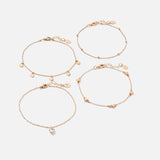 Accessorize London Women's Gold pack of 4 Hearts Anklet Pack Jewellery