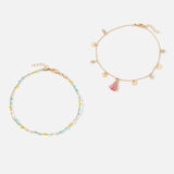 Accessorize London Women's pack of 2 Brights Tassel Anklet Jewellery