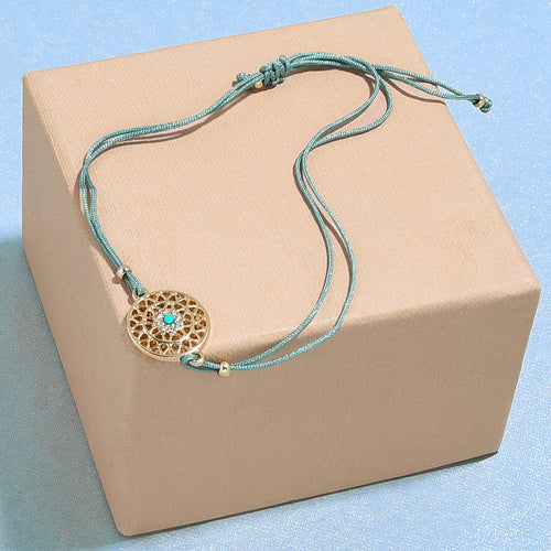 Accessorize London Women's Filigree Green Turq Stone Friendship Bracelet