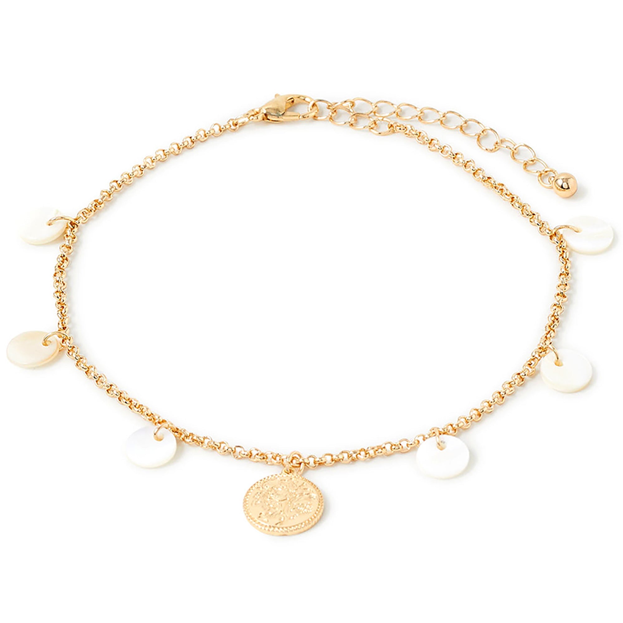 Accessorize London Women'S Gold Shell & Coin Chain Anklet