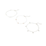 Accessorize London Women's Set Of 3 Flower & Stone Chain Anklets