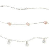 Accessorize London Women's Set Of 3 Flower & Stone Chain Anklets