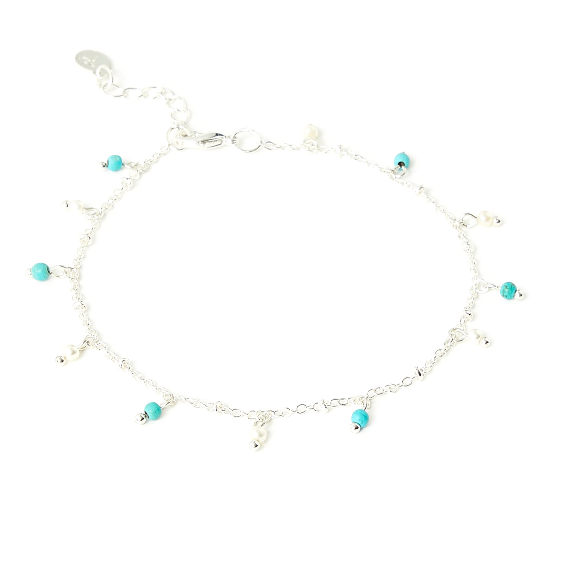 Accessorize London Women's Turq & Silver Disc Charmy Anklet
