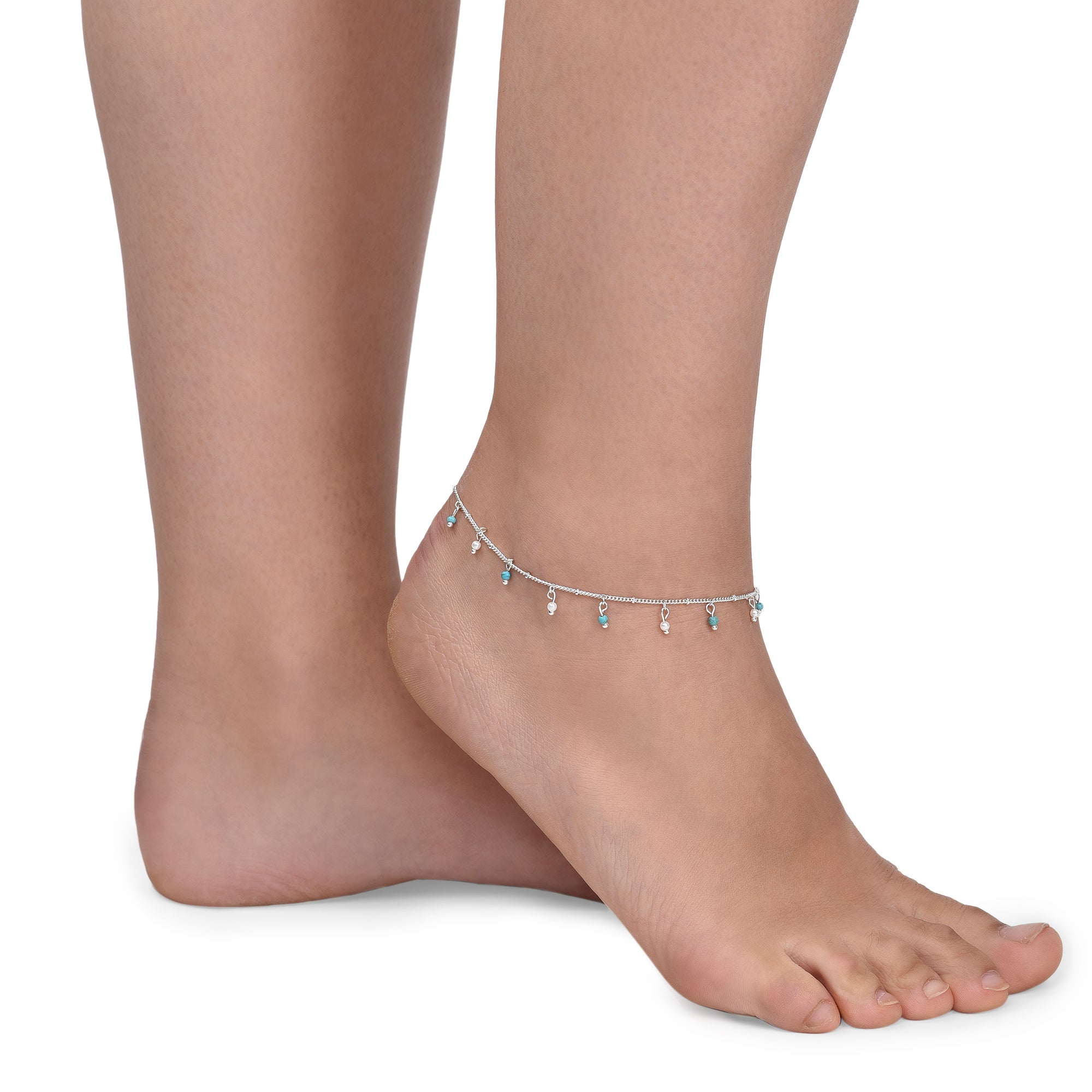 Accessorize London Women's Turq & Silver Disc Charmy Anklet