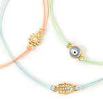 Accessorize London Women'S Set Of 3 Multi Color Hamsa Hand Threaded Anklet Pack