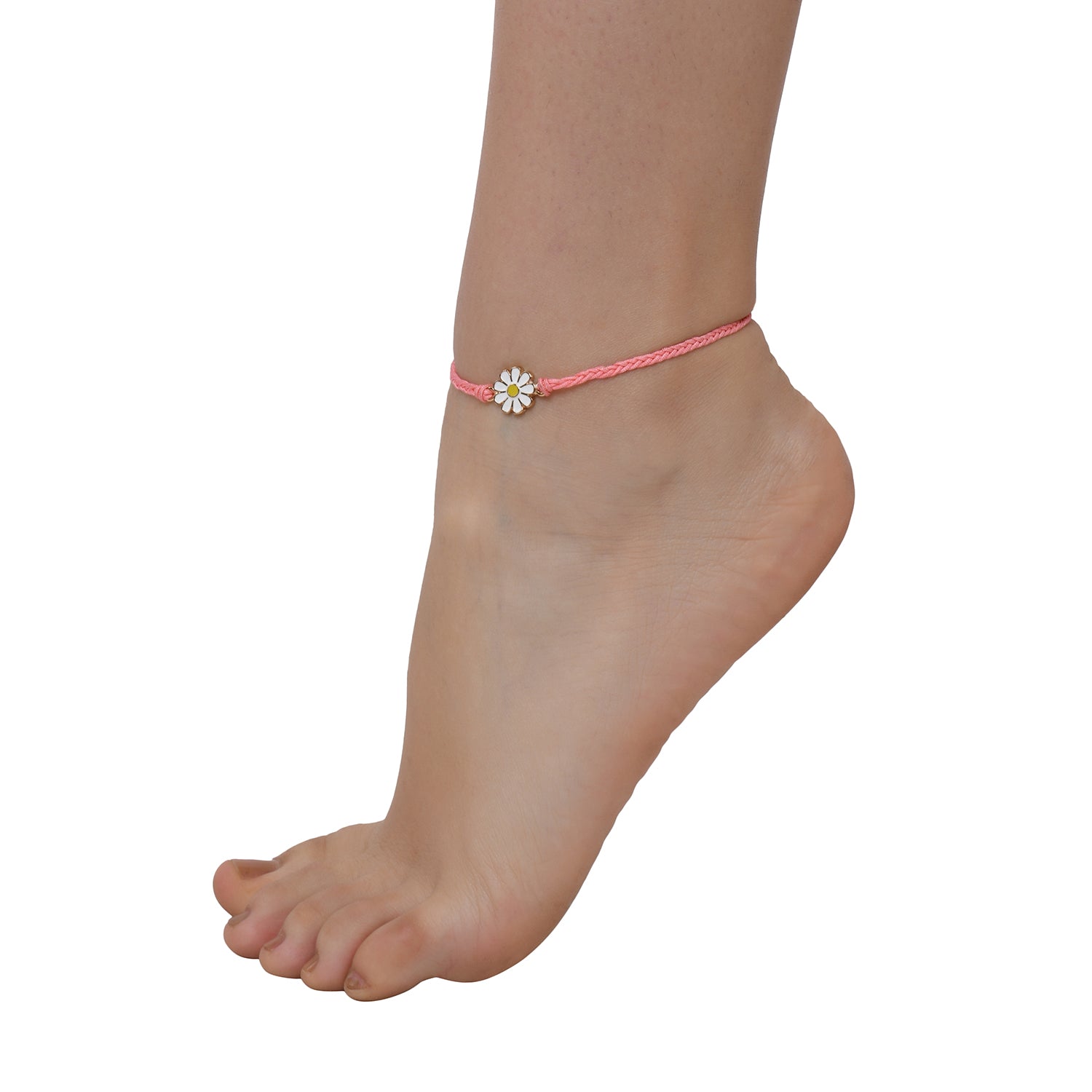 Accessorize London Women's Pink Flower Threaded Anklet