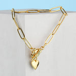 Real Gold Plated Paperclip Chunky Heart Bracelet For Women By Accessorize London