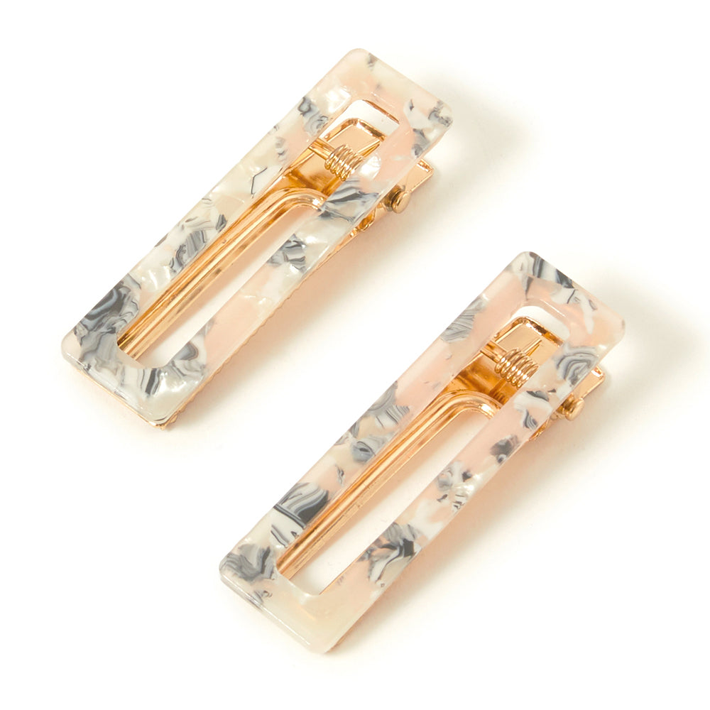 Accessorize London Women's 2 Pack Soft Marble Clips