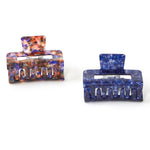 Accessorize London Women's 2 Pack Square Claw Clips - Navy Marble