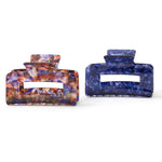 Accessorize London Women's 2 Pack Square Claw Clips - Navy Marble