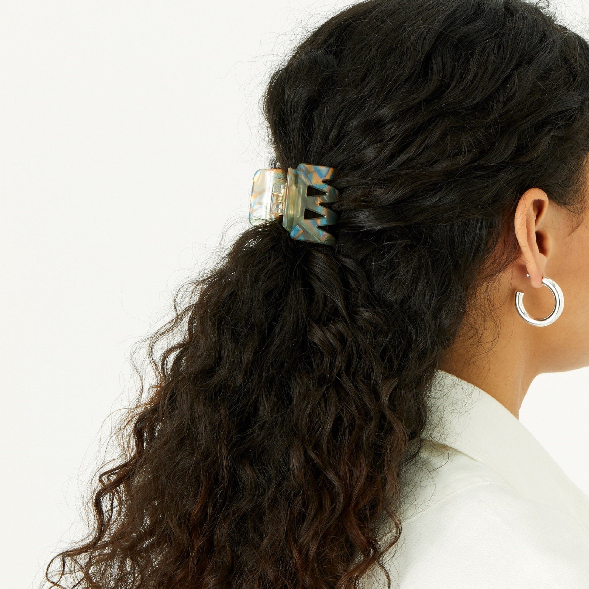 Accessorize London Women's 2 Pack Resin Claw clips - Grey & Speckle