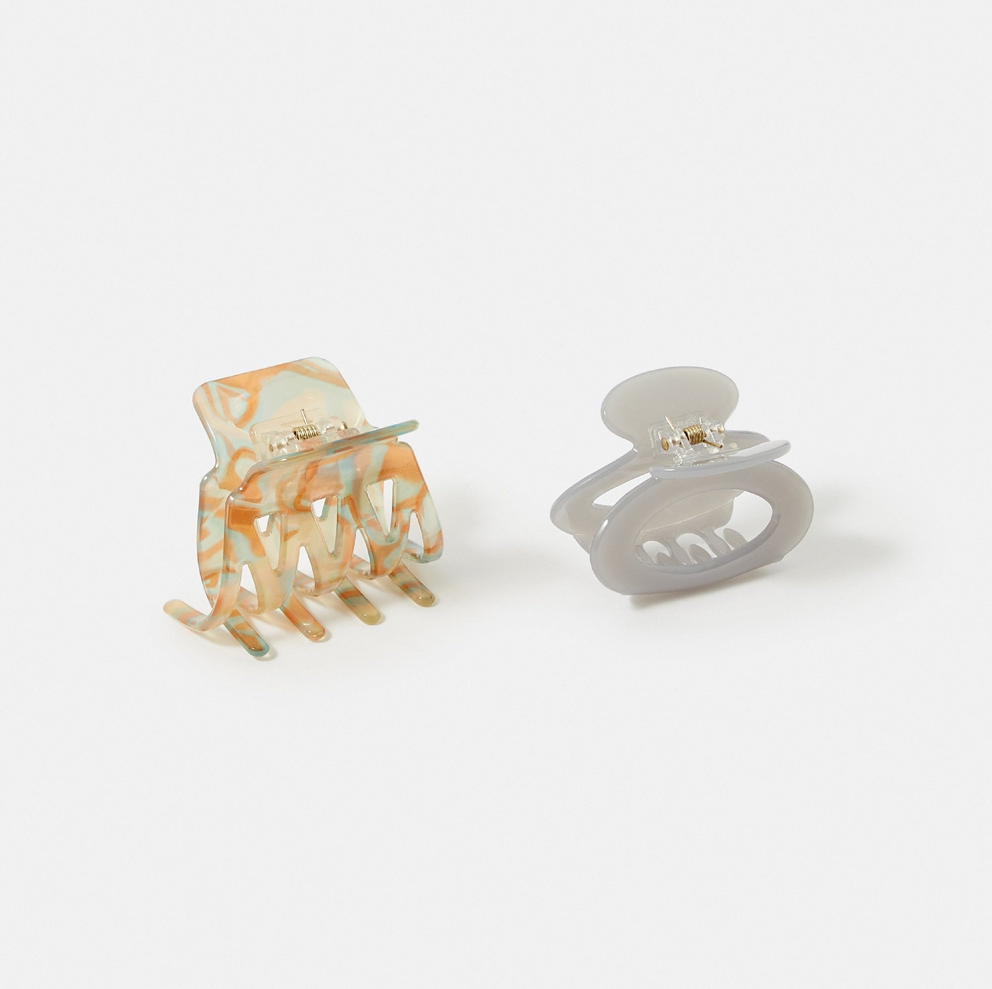 Accessorize London Women's 2 Pack Resin Claw clips - Grey & Speckle