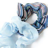 Accessorize London Women's Set of 2 Hair Scrunchies: Blue And Stripe