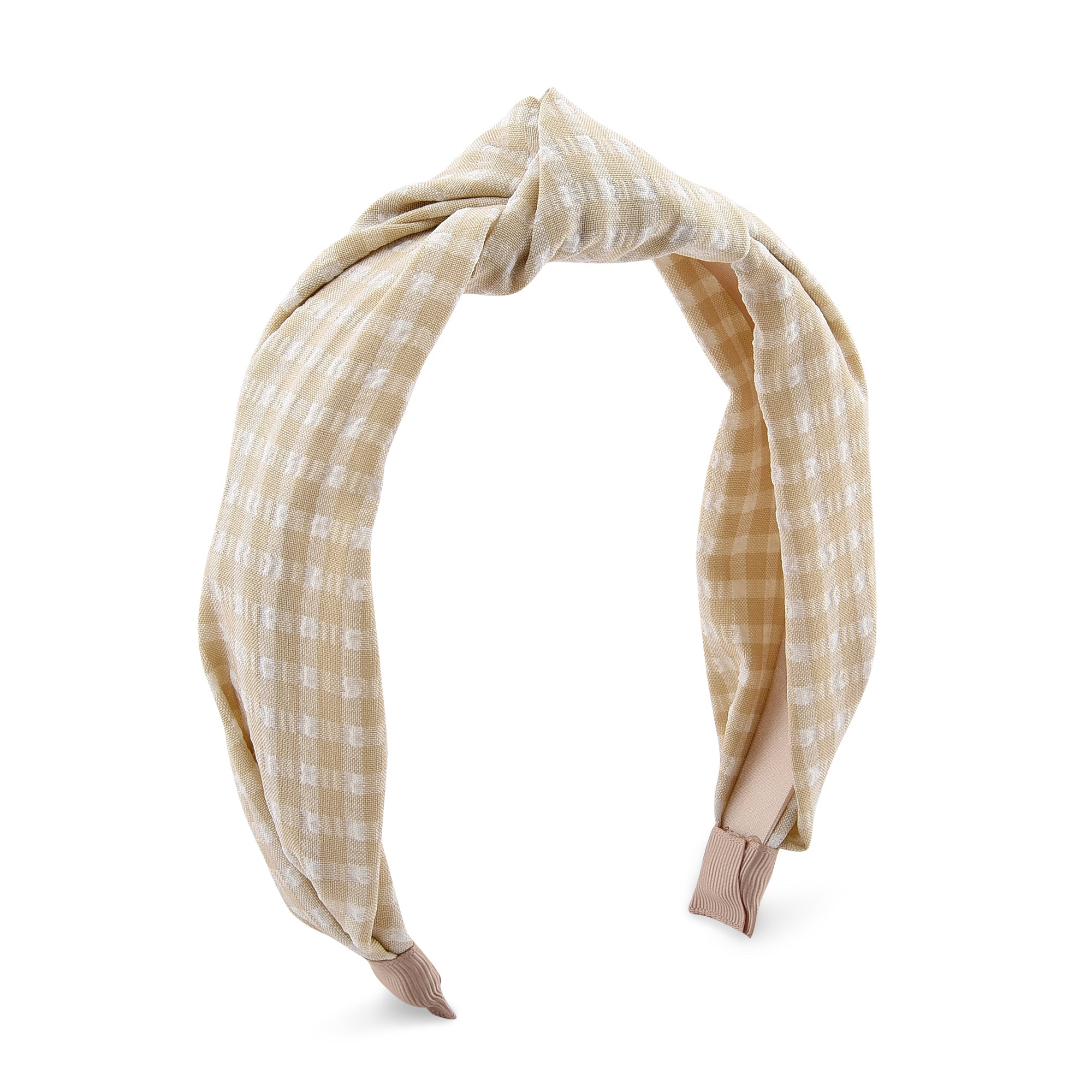 Accessorize London Women's Tan Gingham Knot Alice hair Band