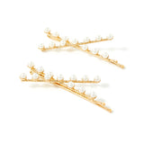 Accessorize London Women's Set of 2 Gold And Pearl Stick Slide Hair Clip