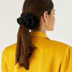 Accessorize London Women's Black Linen Hair Scrunchie